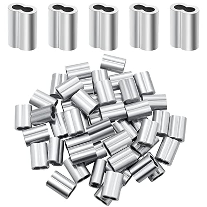 1/4 Aluminum Ferrules, Crimping Loop Sleeves 30PCS, Wire Rope Crimps | Aluminum Crimp Sleeves For Cable Ferrule And Wire Rope Connections. 1/4 Wire Rope Sleeves For Crimping Applications. - size: 1/4" (30PCS)