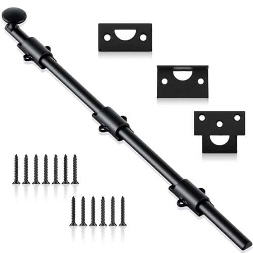 Tandefio 18" Dutch Door Bolt Heavy Duty Latch for Gate, Black | Solid Brass Slide Cane Bolt Hardware Locks Attic Latch for Dutch Sliding Barn Door Wooden Fence Metal Gate, Screws Included - color: Black, size: 18 Inch