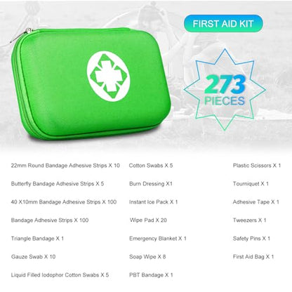 Small-Waterproof Car First-Aid Kit Emergency-Kit - Green 277Piece Camping Equipment for Camping Hiking Home Travel YIDERBO - color: Green