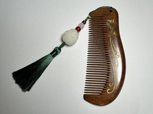 Handmade wooden hair comb, natural sandalwood comb, anti-static wooden combs, with sandalwood fragrance, good for hair growth, suitable for ladies and girls. (moon comb) - color: moon comb