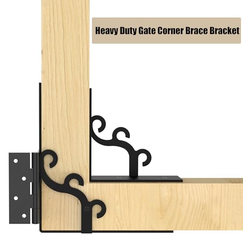 Sdstone Heavy Duty Gate Corner Brace Bracket,Anti Sag Gate Kit Adjustable Gate Hardware Kit for Wooden Fence, Wooden Gate Latches Kit, No Sag Kit-Aesthetic Design-1 Pack - size: 02