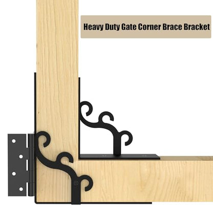 Sdstone Heavy Duty Gate Corner Brace Bracket,Anti Sag Gate Kit Adjustable Gate Hardware Kit for Wooden Fence, Wooden Gate Latches Kit, No Sag Kit-Aesthetic Design-1 Pack - size: 02