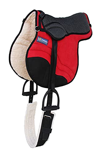 CHALLENGER Horse English Western Trail Fleece Padded Adjustable Bareback Saddle Pad 39TS05 - color: Red