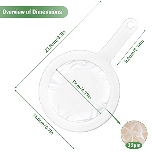 2PCS 450 Mesh Fine Mesh Filter with PP Material Non-Slip Anti-Scalding Handle Safe and Durable Sieve for Kitchen Tea Soy Milk Coffee Juice, 12.72x6.85x3.86 inch