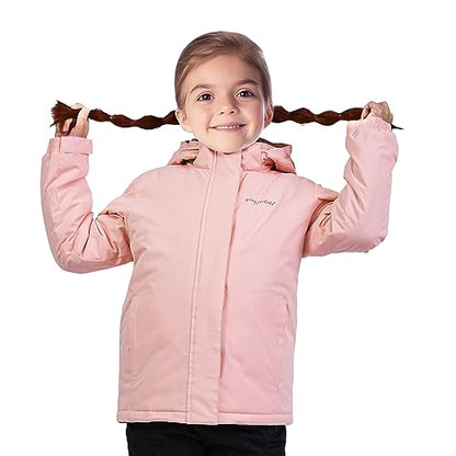 YINGJIELIDE Boy's Waterproof Ski Jacket,Kids Outdoor Snowboarding windproof Jacket,Fleece Lined Hooded,Warm Winter Snow Coat - color: Light Pink, size: 5-6 Years