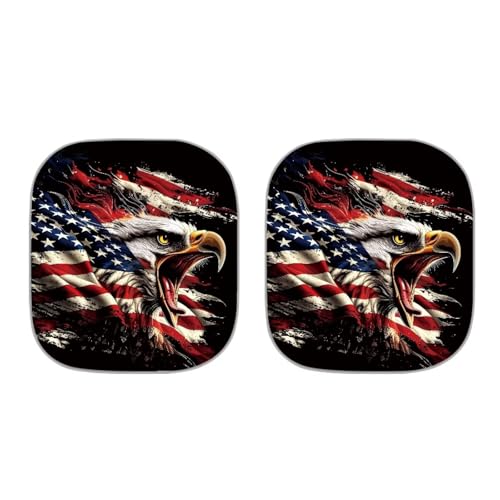 Car Windshield Sun Shade Foldable 2pcs Cool Eagle Ameican Flag Automotive Front Window Sunshade Protector Accessories for Car Truck SUV Auto Sun Heat and UV Rays Blocker - color: Cool Eagle Ameican Flag