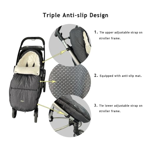 CozyMe Stroller Footmuff - Adjustable Winter Stroller Blanket Evolution for Toddler, Multi Purpose Fleece Lined Warm Hooded Bunting Bag for Baby, Water Repellent | (6M - 4T) - color: beige