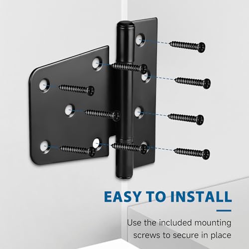 3.5 Inch Heavy Duty Gate Hinges, 2 Pack Black Iron Door Hinges | Solid Iron, Black Powder Coated; Rust and Corrosion Resistant; for Wooden Gates, Barn Doors, Shed, Fence; Screws Included