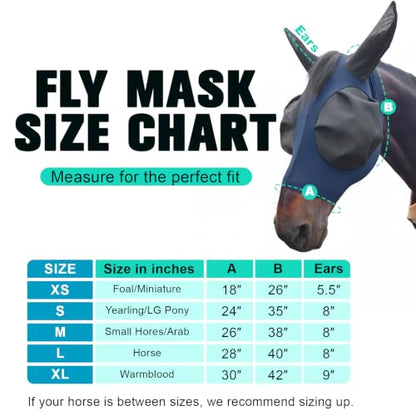 3D Stretch Mesh Horse Fly Mask with Ears (Navy, COB) - color: Navy, size: COB