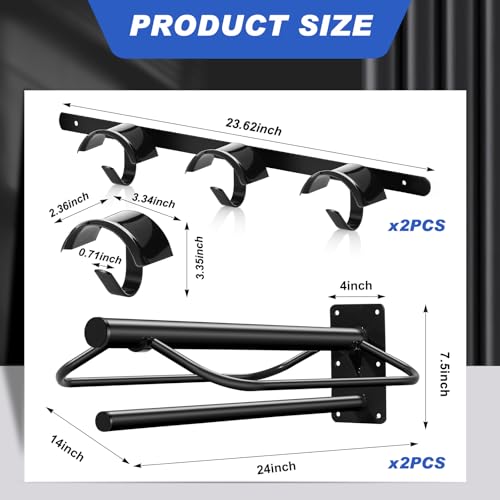 MorningRo 4 Pcs Saddle Rack Wall Mount with Pad Bar Horse Tack Bridle Hooks Detachable Saddle Stand Metal Horse Bridle Rack Hanger for Western English Harness Storage Stall Fence Barn Trailer Supply