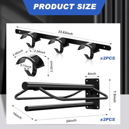 MorningRo 4 Pcs Saddle Rack Wall Mount with Pad Bar Horse Tack Bridle Hooks Detachable Saddle Stand Metal Horse Bridle Rack Hanger for Western English Harness Storage Stall Fence Barn Trailer Supply