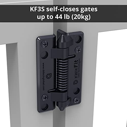 D&D KF3SPS KwikFit Gate Hinge, Self-Closing, Square Gates, Black, 2 pcs