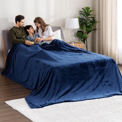 Berkshire Blanket VelvetLoft Big Oversized King Family Blanket, All Season Mid-Weight Ultra Silky and Fuzzy, Seamless Extra Large(Dress Blues, 120x120 Inches) - color: Dress Blues, size: Oversized King