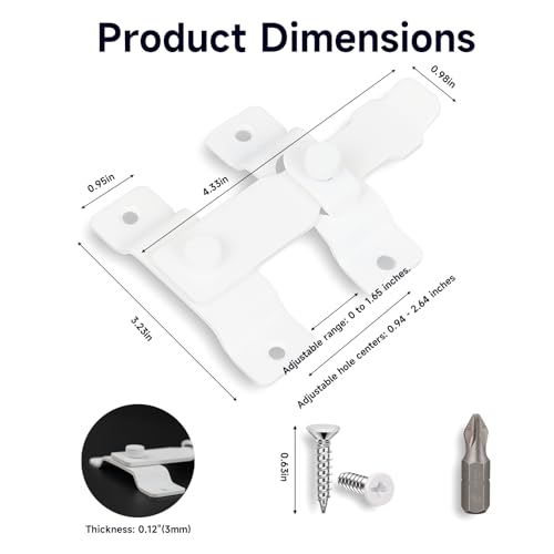 4.5" White Gate Latch, Heavy Duty SUS304 Stainless Steel Flip Latch Door Lock, 3mm 50% Thicker with White Screws & Driver Bit for Fence, Barn Door, Sliding & French Doors