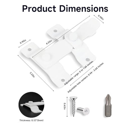 4.5" White Gate Latch, Heavy Duty SUS304 Stainless Steel Flip Latch Door Lock, 3mm 50% Thicker with White Screws & Driver Bit for Fence, Barn Door, Sliding & French Doors
