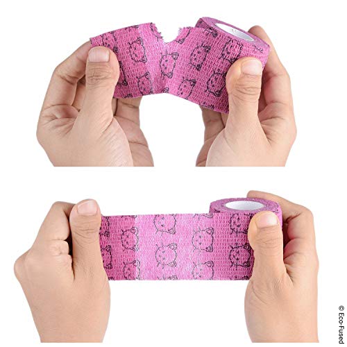 Eco-Fused Self Adhering Bandage - Injury Wrap Tape for Cats - Pack of 6 - Supports Muscles and Joints - Does not Stick to Hair - Elastic, Water Repellent, Breathable - Relieves Stress - color: For Cats - 6 Pack