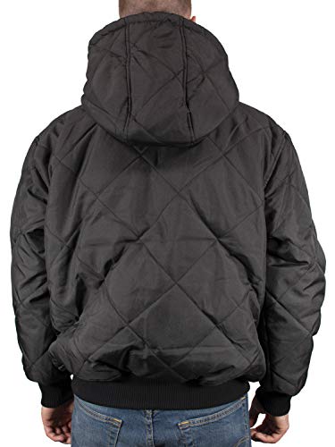 Men's Fleece Lined Quilted Winter Jacket Coat - color: Black, size: X-Large