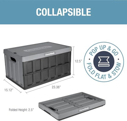 CleverMade Collapsible Storage Bins With Lids, 62L 3 Pack, 100 lb, Stone - color: Stone, size: 62L - 3 Pack
