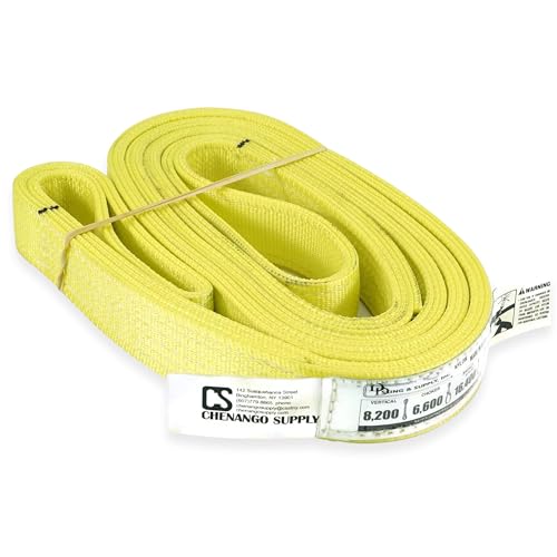 USA Made 2" x 12' Nylon 3-Ply Type 3 Eye & Eye Sling | 900 Webbing, Flat Eye Design, 8,200 lb Vertical, 6,600 lb Choker, 16,400 lb Basket - size: 2"x12'