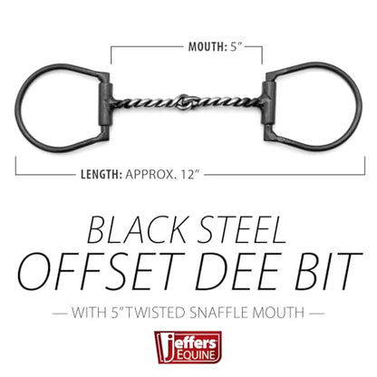 Jeffers Equine Horse Bits, Durable Training Horse Tack, Western Riding Equipment, Equestrian Accessories - style: Black Offset Dee Bit