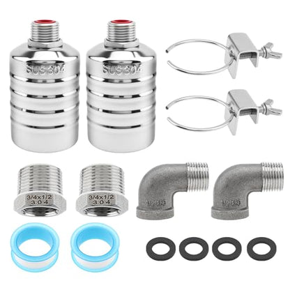 2pcs Water Float Valve Automatic Water Level Control Valve 1/2in to 3/4in | 304 Stainless Steel Auto Shut Off for Fish Tank Swimming Pool Livestock Trough - style: Style 2