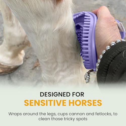 Epona Lavender Flexible Glossy Curry Comb for Horses – Soft, Ergonomic Grooming Brush with Flexible Tines for Deep Cleaning, Massage & Shedding Care - color: Lavender