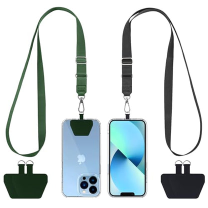 CACOE Phone Lanyard, Black+Dark Green,2 Pcs - color: Black+dark Green, size: 21.65"