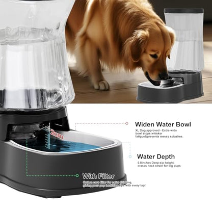 Automatic Dog Water Dispenser, Stainless Steel Bowls Feeder, 100% BPA-Free - color: Black, size: 1.6 Gallon