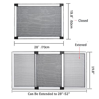 FLYZZZ Expandable Window Screen Large Adjustable Window Screens 19.8''H X 28-52‘’W 5 Pack Replacement Window Screen for Window - color: 5 Packs, size: 19.68 Inches High By 28-52 Inches Wide