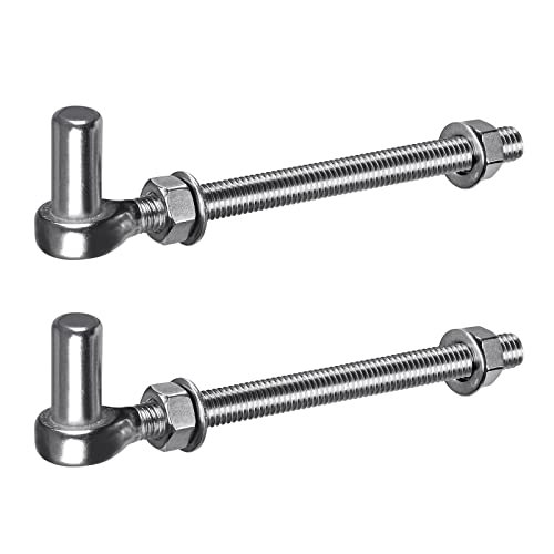Insaga J Bolt Gate Hinge, 304 Stainless Steel Farm Gate Hinges, M12 x 8'' Gate Hinge Bolt 5/8'' for Chain Link Fence/Farm/Wooden Fence/Driveway, Supports up to 500lbs, 2pcs - color: M12-8''-2PCS