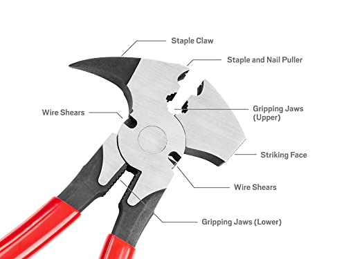 TEKTON 10-1/2 Inch Fencing Pliers | PSP10010, Red