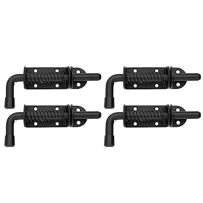JQK Spring Loaded Latch Pin, 304 Stainless Steel Barrel Bolt Thickened 2mm Door Lock, 5 Inch Black (4 Pack), HSB300-BK-P4 - color: Black, size: 5Inch - 4Pack