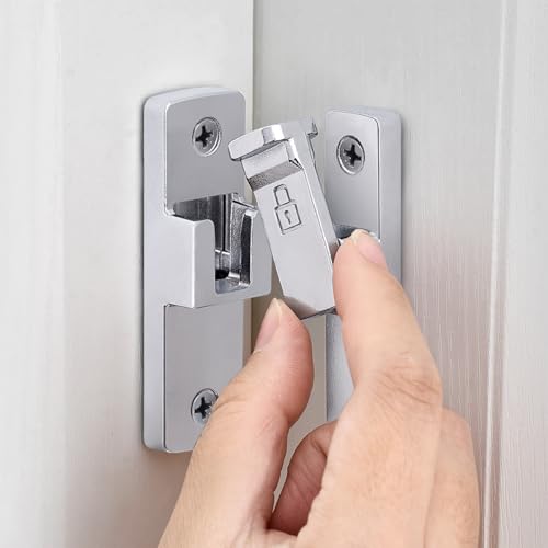 Silvery 90 Degree Barn Door Lock ，Right Angle Door Lock Latch - color: Silvery_90 Degree