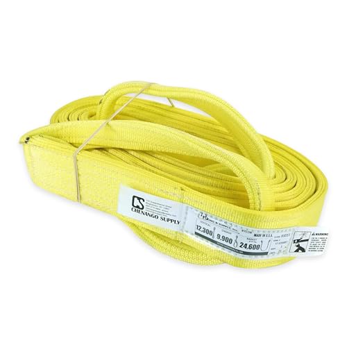 3" x 25' Nylon Lifting Web Sling – USA Made, 12,300 lb Vertical, 9,900 lb Choker, 24,600 lb Basket – 3 Ply Heavy Duty 900 Webbing, Type 3 Flat Eye & Eye Rigging Sling (3" x25') - size: 3"x25'