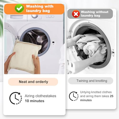 4-Piece Medium Durable Organic Cotton Mesh Laundry Bags with Sturdy Zippers and Breathable Mesh are Delicate Laundry Bags for Underwear, Clothes, Pants and Socks - size: Medium