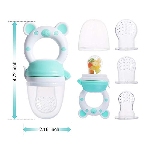 JOCHEBED Baby Fruit Food Feeder Pacifier, Silicone Teething Relief Toy, 2-Pack with 6 BPA-Free Pouches, Light Pink, 3-24 Months - color: Light Pink