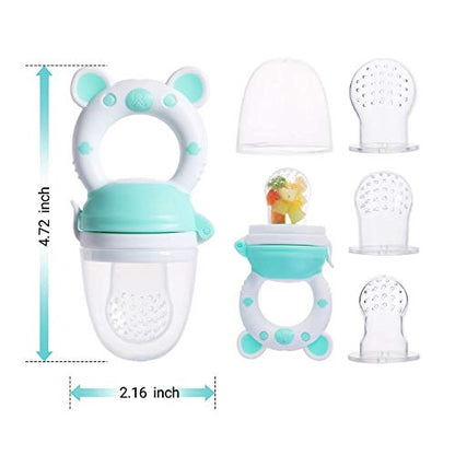 JOCHEBED Baby Fruit Food Feeder Pacifier, Silicone Teething Relief Toy, 2-Pack with 6 BPA-Free Pouches, Light Pink, 3-24 Months - color: Light Pink
