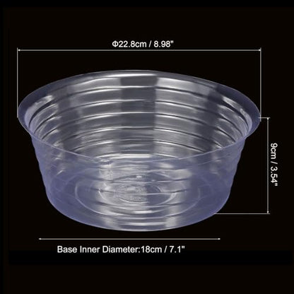 MECCANIXITY Plant Pot Saucer 9 Inch Plastic Round Flower Drip Tray for Indoor Outdoor, Clear Pack of 20 - size: 22.8x9cm
