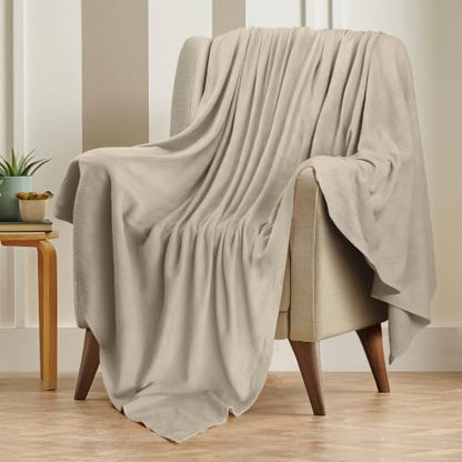 Utopia Bedding 100% Cotton Thermal Blanket Khaki Throw, 50x60 Inches - color: Khaki, size: Throw