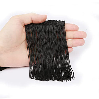 Chainette Fringe Trim 5 Yard x 6 Inches Fabric Tassel Trims - color: Black, size: 6"-5Yards/R