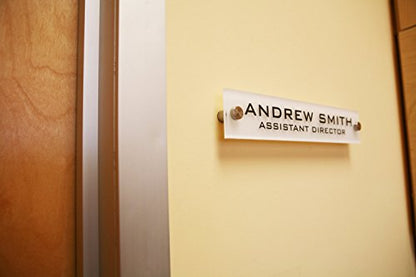 Personalized Office Wall Name Plate Sign. Modern Stainless Steel Legs (Frosted White) - color: Frosted White