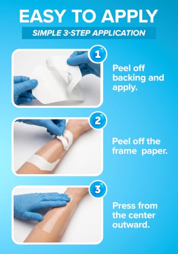 Transparent Film Dressing, Waterproof Bandages 4x4.75 | 50-Pack | FSA&HSA | occlusive dressing & wound cover for showering, swimming - tattoo aftercare protection film, transdermal patch, IV cover PICC - size: 4x4.75 50ct