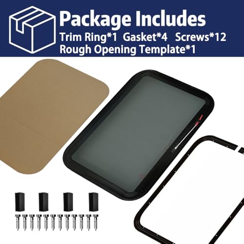 RV MURTS Trailer Emergency Pop Out Window w/Screen & Trim Kit, 30"x20". - size: RV Exit Window 30×20（1-1/2)
