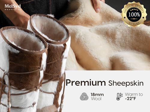 100% Sheepskin Lined Fur Boots Women: Removable Arch Support Insole - color: Arch-knee High-chestnut, size: 9
