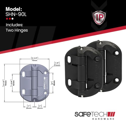 Safetech Hardware Neutral Closing Gate Hinges | Self-Aligning Hinges | No Tension | Square Post, Aluminum Gates | Swing Close 35 lbs SHN-90L - Black - size: Neutral Tension