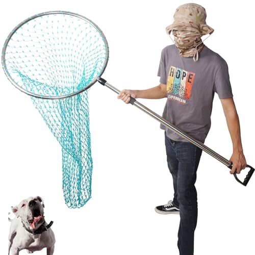 Animal Control Catch Net Pole Tool - 23.6" Large Size Diameter | for Dog Shoat Goat Cat Boar Hog Pig Racoon Possum Skunk Goose Chickens Pigeon Fish Catching - Heavy Duty