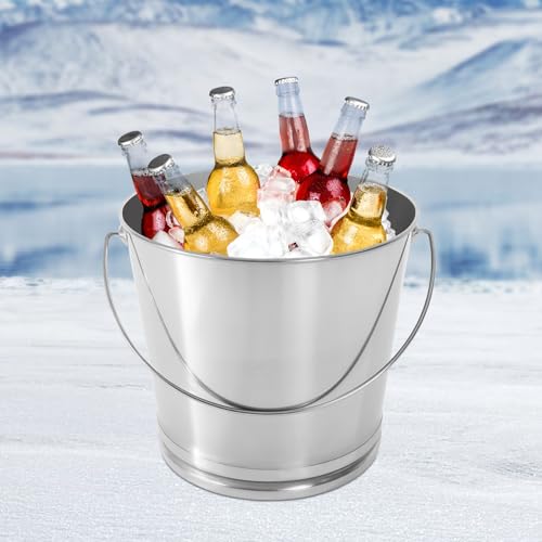 20L Stainless Steel Milk Pail Bucket with Lid, Large Capacity Milk Can Soup Bucket with Portable Handle, for Coffee, Tea, Water, Rice, Sands (20L) - size: 20L
