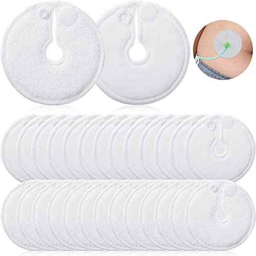 Sosation 56 Pack G Tube Button Covers Pads Holder Cotton 3 Inch White