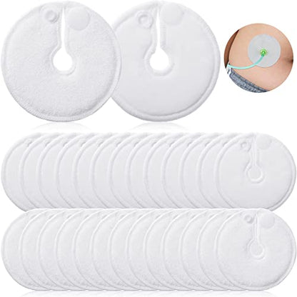 Sosation 56 Pack G Tube Button Covers Pads Holder Cotton 3 Inch White