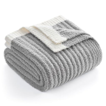 Snuggle Sac Fluffy Grey Blanket Twin Size, Soft Luxurious Knit Fuzzy Microfiber Blankets for Couch, Sofa, Bed, Grey, 60x80 inches - color: Grey, size: Twin(60"x 80")